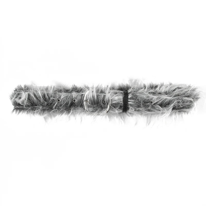 SUCHCUTE Vintage Faux Fur Patchwork Pu Leather Belt Punk Western Cowboy Accessories Y2K Women's Waistband Retro 2000s Decorative