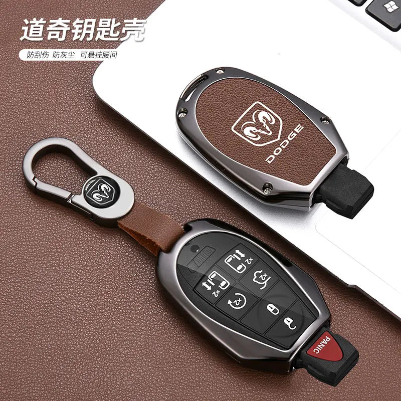 Leather+TPU Car Remote Key Case Cover Shell For Dodge Durango Magnum Journey Ram Challenger Charger Protector Holder Accessories