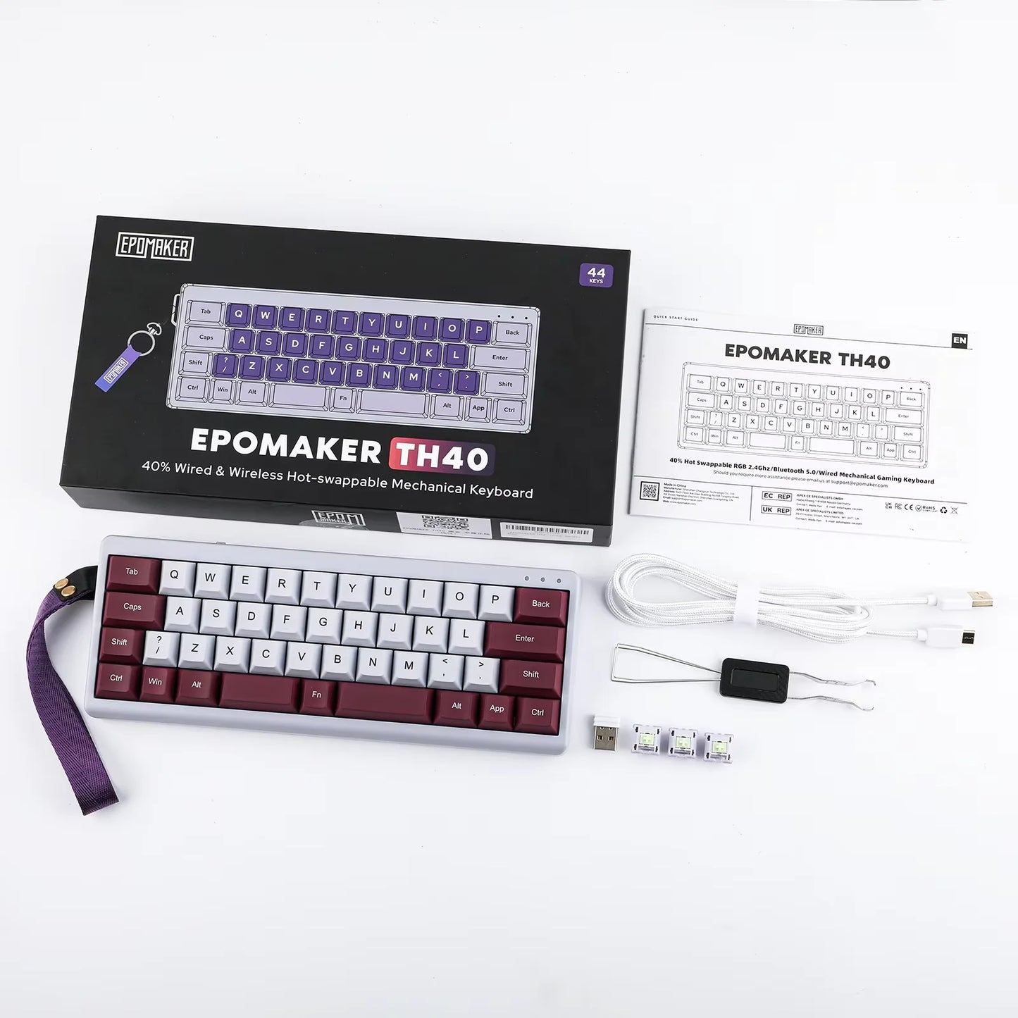 Epomaker Th40 Via Ultra-Compact 40% Layout Hot-Swappable Gasket-Mounted Wired/Bluetooth/2.4g Wireless Mechanical Keyboard