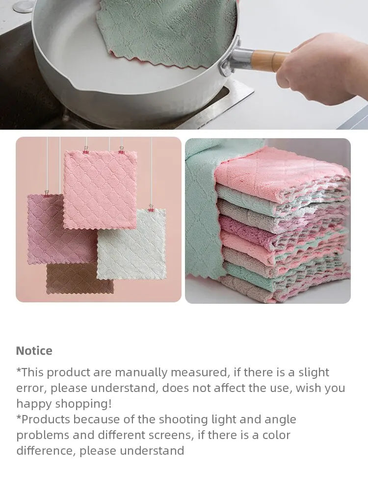 10/20pcs Dishwashing Cloth Kitchen Cleaning Wipes Household Multipurpose Absorbent Nonstick Oil Fiber Cleaning Cloth