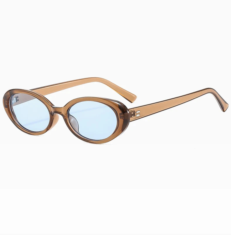 New Women's Retro Oval Sunglasses Black Small Frame Fashion Brand Trendy Hot Points Sun Glasses Female Lady Goggle UV400