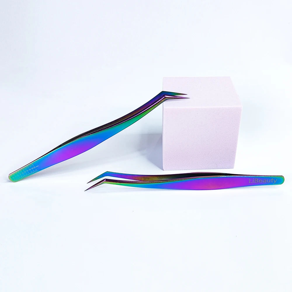 Libeauty 1 Pair Professional Eyelash Tweezers 3D Volume Eyelash Extension Lash Eyebrow Excellent Closure Grafting Eyelash Tools