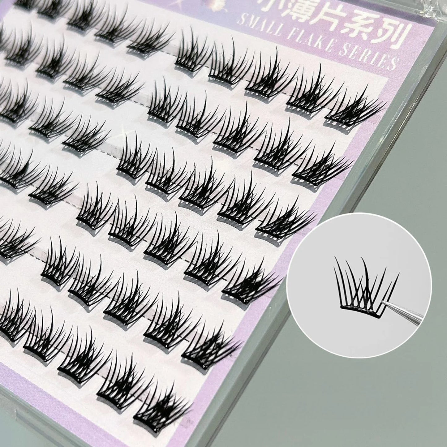Korean Style False Eyelashes 8-13mm Self Sticking Eyelashes Clusters Glue Free Wispy Lashes for Women Party Daily Wear