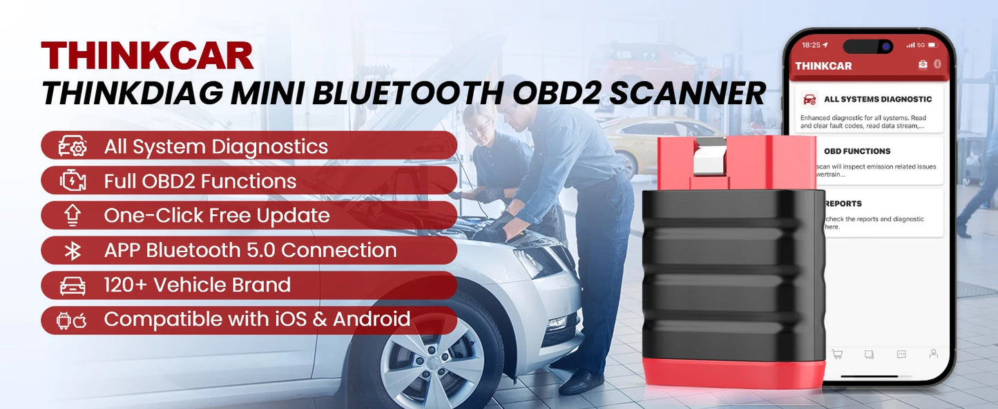 THINKCAR THINKDIAG MINI Auto OBD2 Bluetooth Scanner Full System Diagnostic All Car Lifetime Free Automotive Diagnosis Scan Tool