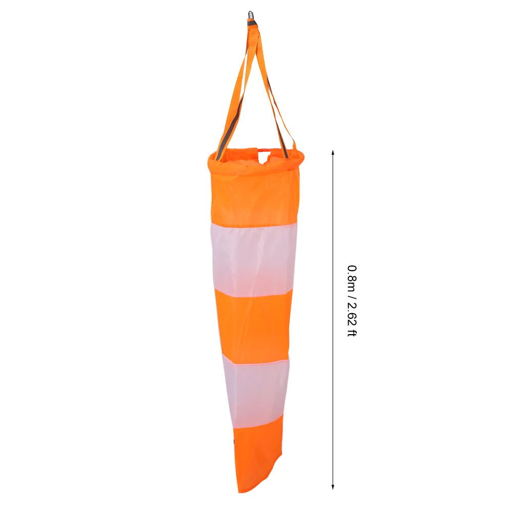 Windsock Nylon Airport Windsock Rip stop Outdoor Wind Measurement Sock Bag with Reflective Belt (0.8m)