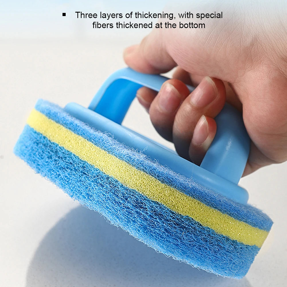 3PCS Household Cleaning Tool Brush with Handle Sponge Easy To Clean Kitchen, Bathroom, Ceramic Tiles, Walls and Windows Cleaning