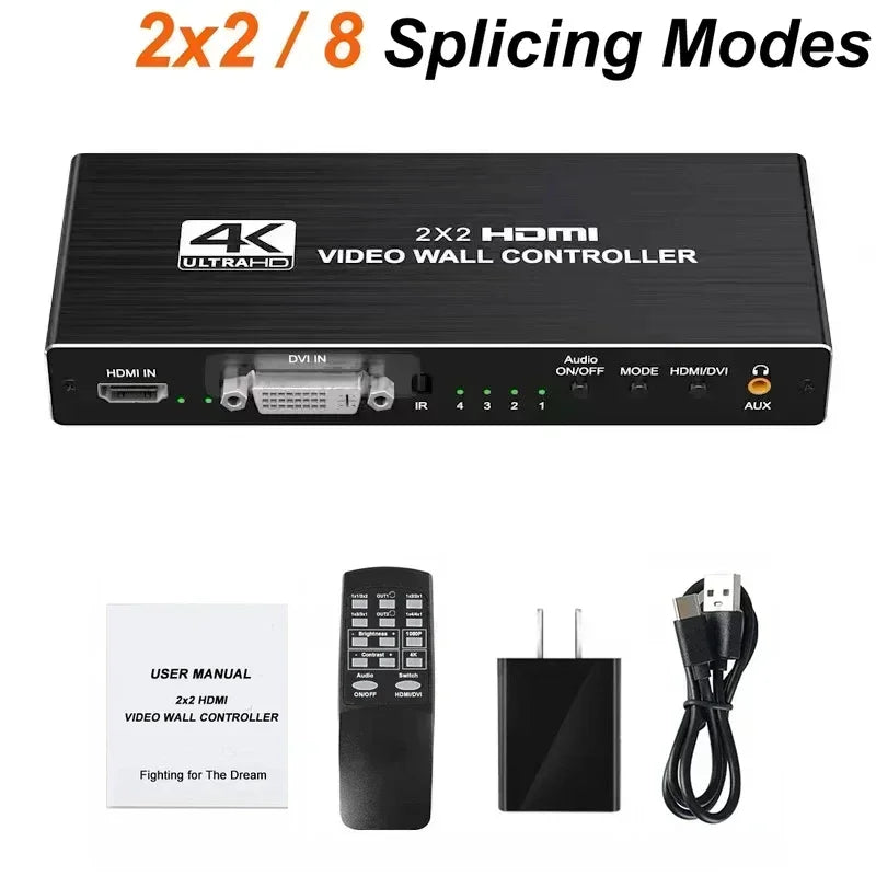 4K HDMI Video Wall Controller 3X3 2X3 2X2 Video Wall Processor Multi Video Screen Processor TV Splicer TV Wall Splicing Display