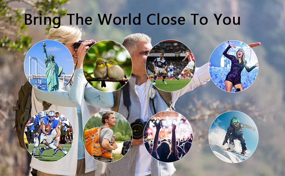 40x22 HD Powerful Binoculars 2000M Long Range Folding Mini Telescope BAK4 FMC Optics For Hunting Sports Outdoor Camping Travel