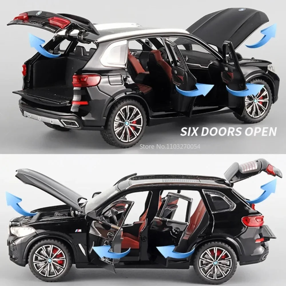 1/24 X5 Alloy SUV Model Car Toy Diecasts Metal Rear Wheel Pull Back Function Vehicle Models With Sound Light Toys For Kids Gifts