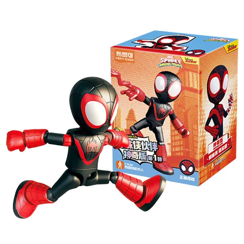 12cm Marvel Spider Amazing Friends 3 Blind box Model kits Spider Man Peter Parker Miles Gwen Action Figure Splicing toys