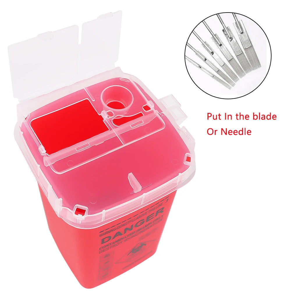 1L Tattoo Sharps Collection Bucket Storage Container Needle Disposing Sharps Blades Eyebrow Trimmers Glass Fragments Storage Bo