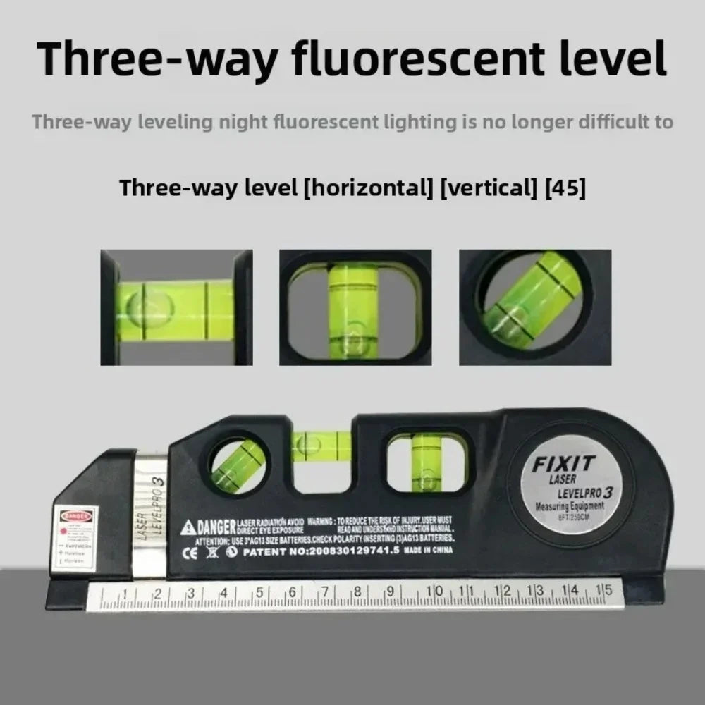 Multi-Functional Laser Level Horizon Vertical Measure Tools Aligner Standard And Metric Ruler Metric Ruler Multipurpose Measure