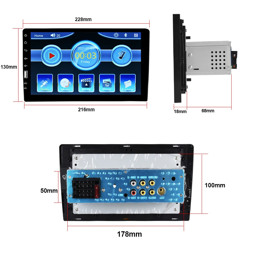 Podofo 1 din Car Radio HD Autoradio Multimedia Player Touch Screen Car Stereo MP5 FM Bluetooth USB Camera Car 1 Din Player