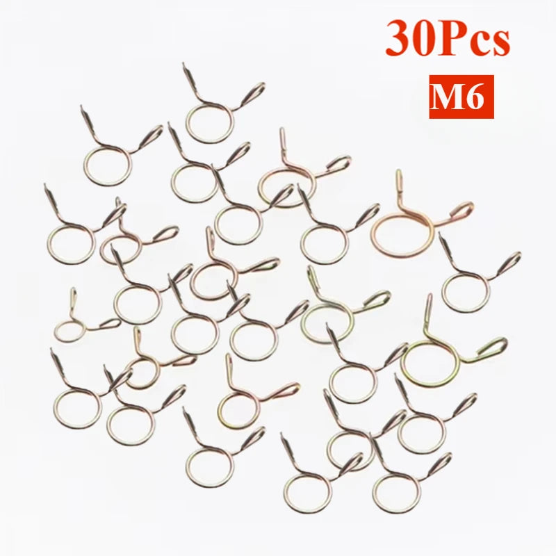 10/30pcs petrol hose spring clamps 5~14mm Zinc Plated Pipe Clips Fuel Line Petrol Pipe Fuel Hose Clamp for Motorcycle Boats