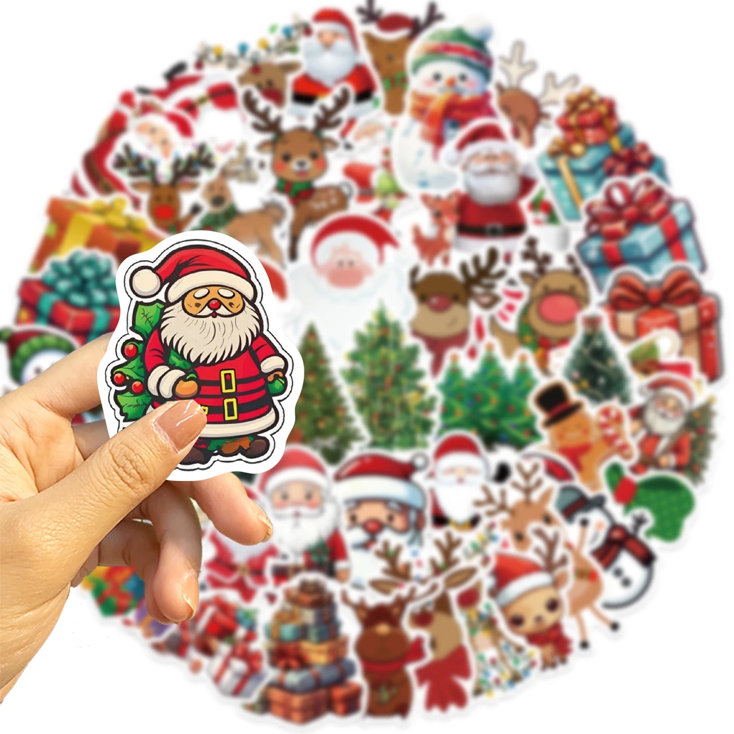 50PCS Kawaii Cartoon Christmas Art Aesthetic Stickers Pack for Kids Toy Diary Laptop Scrapbook Decoration Graffiti Sticker