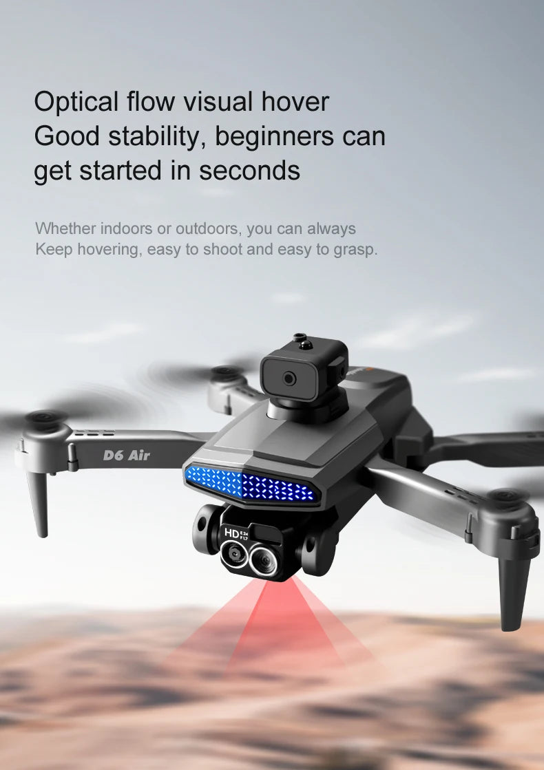 New D6 Air Drone 8K Professional 4K HD Dual ESC Camera Optical Flow 540°Obstacle Avoidance WIFI FPV RC Foldable Quadcopter Dron