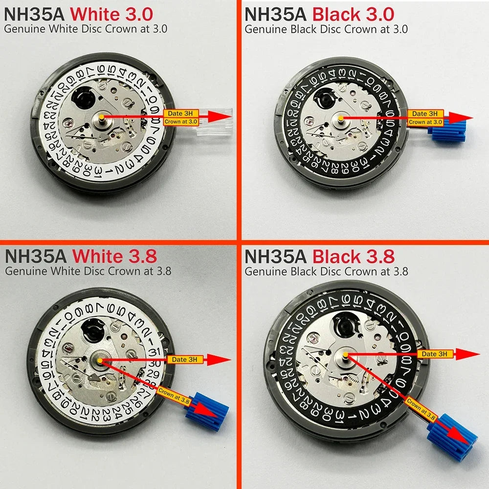 NH35A Premium Mechanical Movement NH35 White Date wheel 24 Jewels Automatic Self-winding High Accuracy Movt Replace