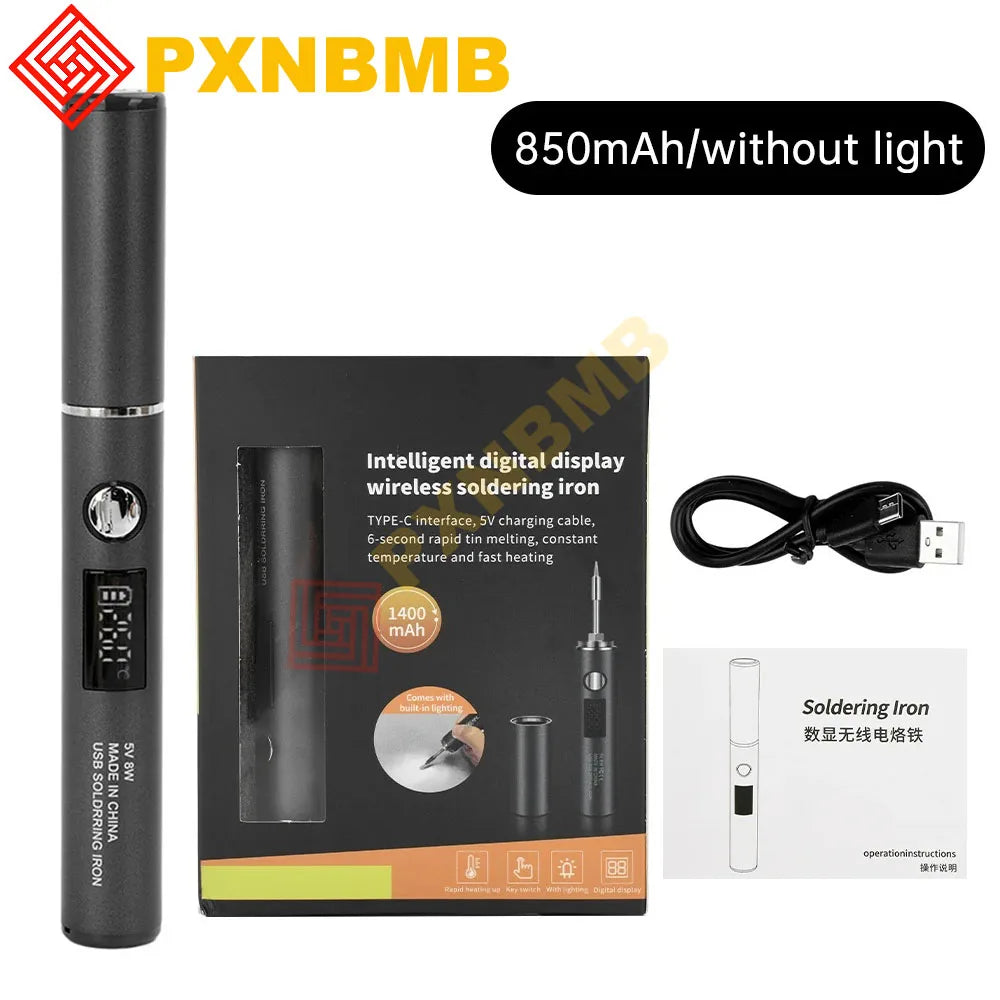 USB Soldering Iron Adjustable Temperature 260-420℃ Electric Soldering Iron Kit 850mAh/1400mAh Battery Solder Welding Iron Tools