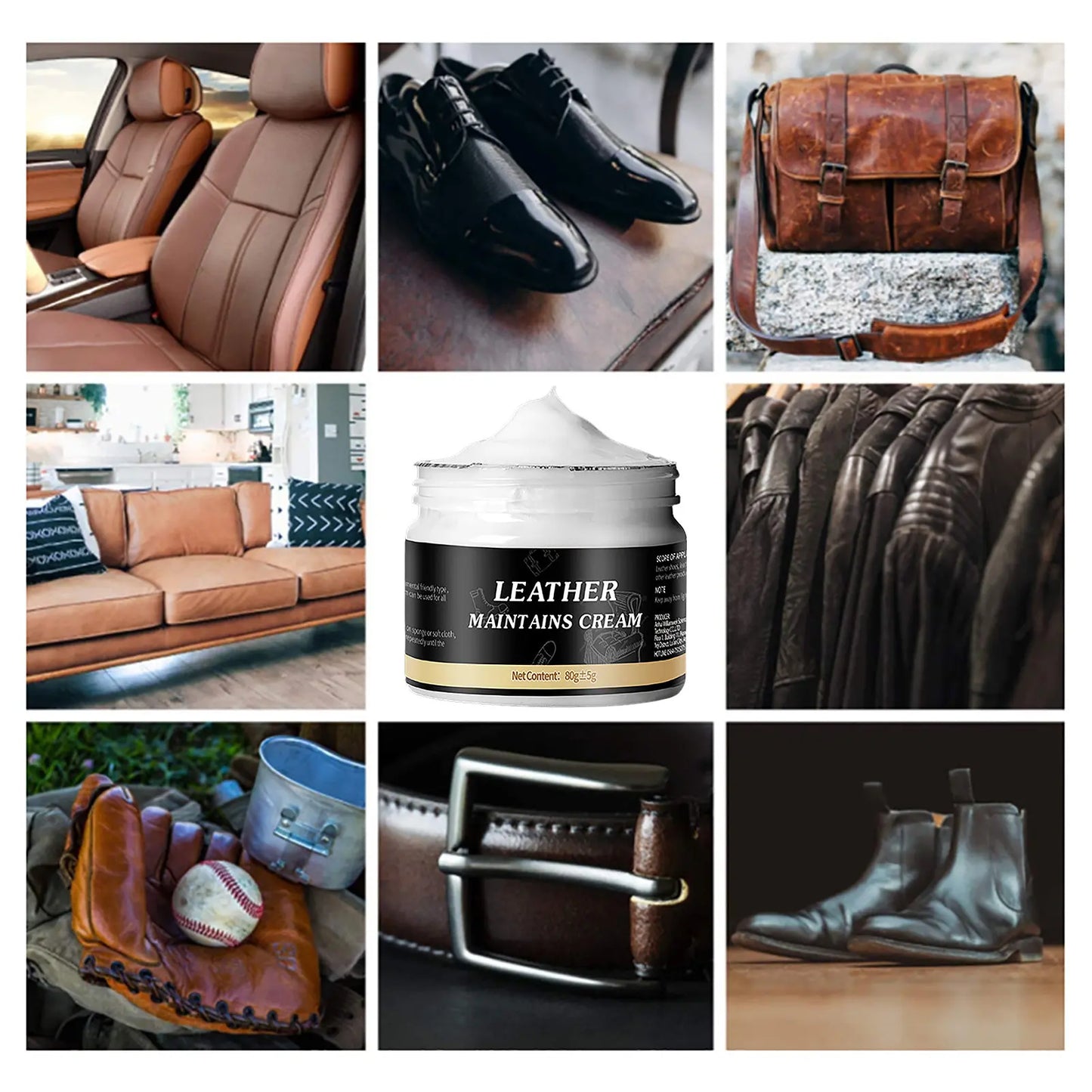 Leather Cream Leather Conditioner for Leather Pant Bag Shoes Furniture Car Seats Polishing Nourishment Care Leather Maintenance