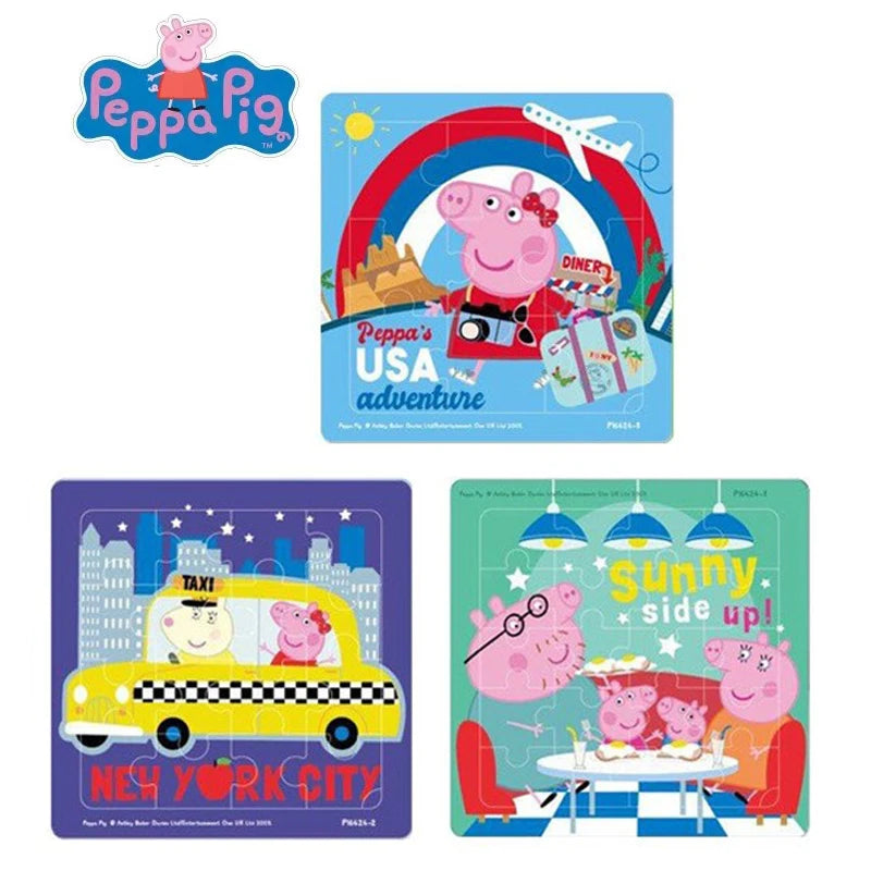 Peppa Pig Puzzle Early Education Puzzle Kindergarten Paper Building Block Thinking Cartoon Model Toy Action Doll Children Gifts