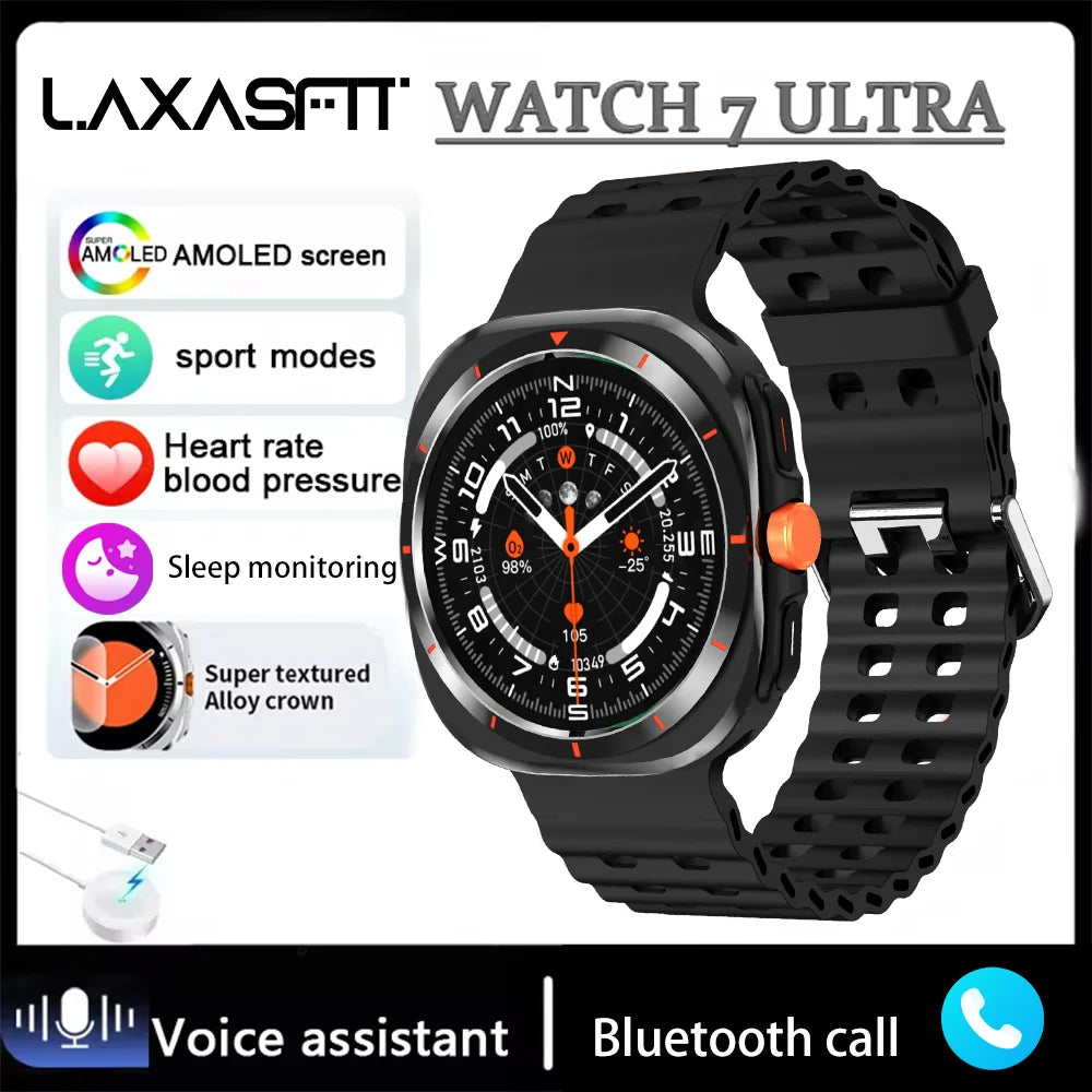 LAXASFIT Watch 7 Ultra Smartwatch Bluetooth Talk HD AMOLED Screen Fitness Tracker Health Monitoring Smartwatch for Android IOS