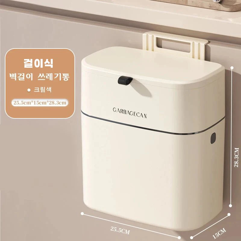 Stylish Hanging Trash Can for Household Toilets - Large Capacity, Square Design, Convenient Clamshell Lid