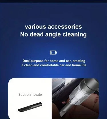Car vacuum cleaner with suction and blowing function, portable, wireless charging, high-power, handheld vacuum cleaner for home