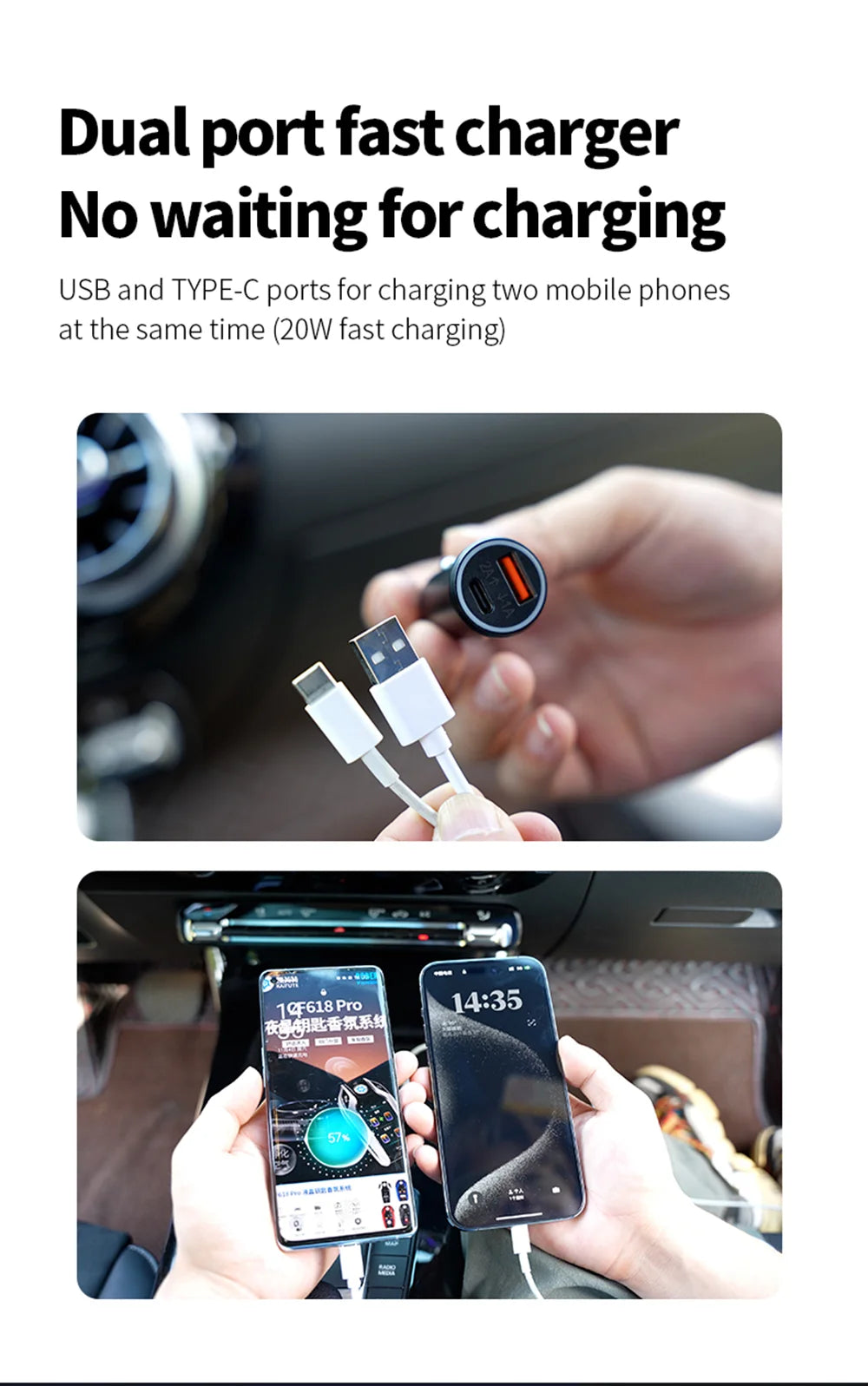 2Types 2 in 1 Mini GPS Car Tracker & Car Charger Real Time Tracking Anti-Theft Anti-lost Locator Support Apple Find My APP