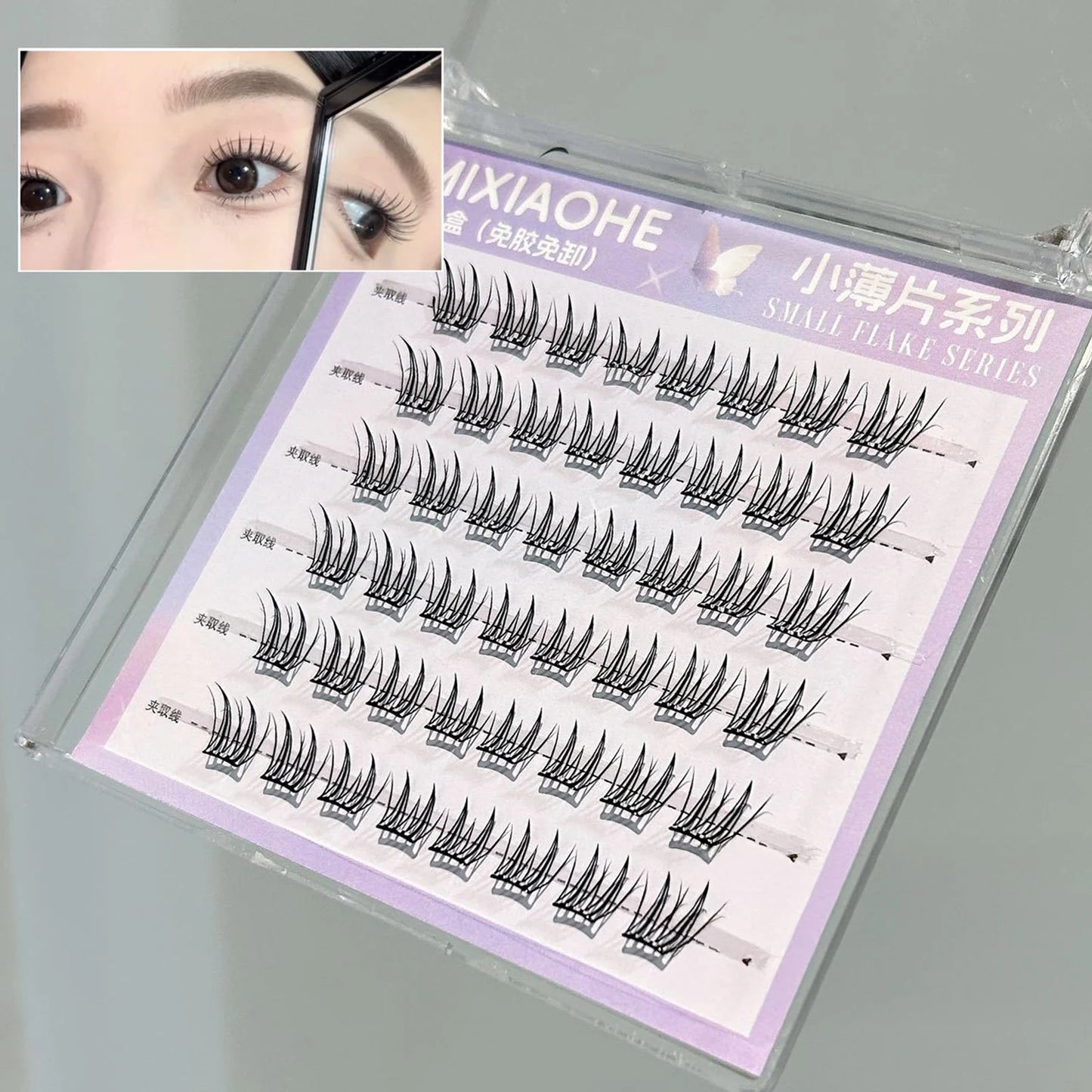 Korean Style False Eyelashes 8-13mm Self Sticking Eyelashes Clusters Glue Free Wispy Lashes for Women Party Daily Wear