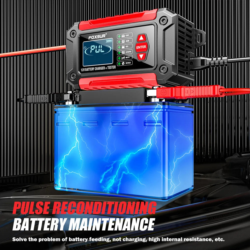 New 2in1 Smart Car Battery Charger System Tester Car Motorcycle Battery Analyzer For Lead Acid AGM GEL Lithium LiFePo4 Batteries