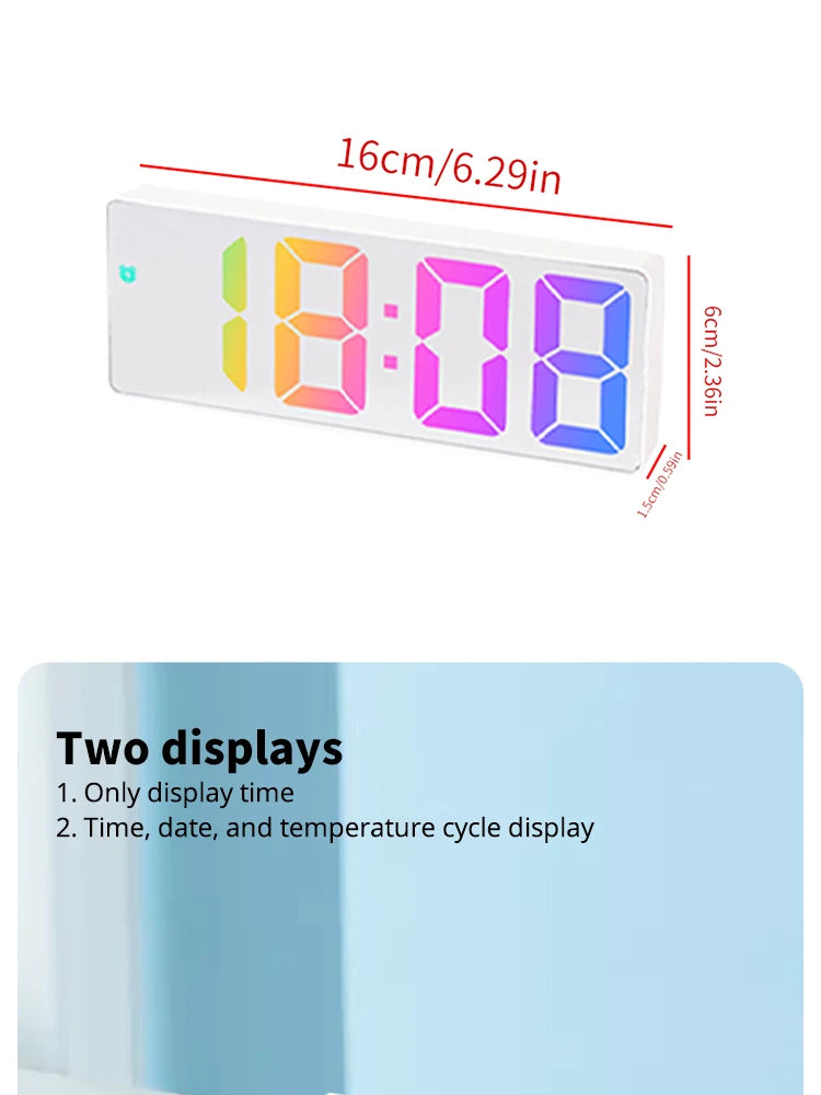 Led Digital Intelligent Electronic Clock Kitchen Timer Bedroom Bedside Alarm Clock Fashion Dazzling Color Transparent Screen