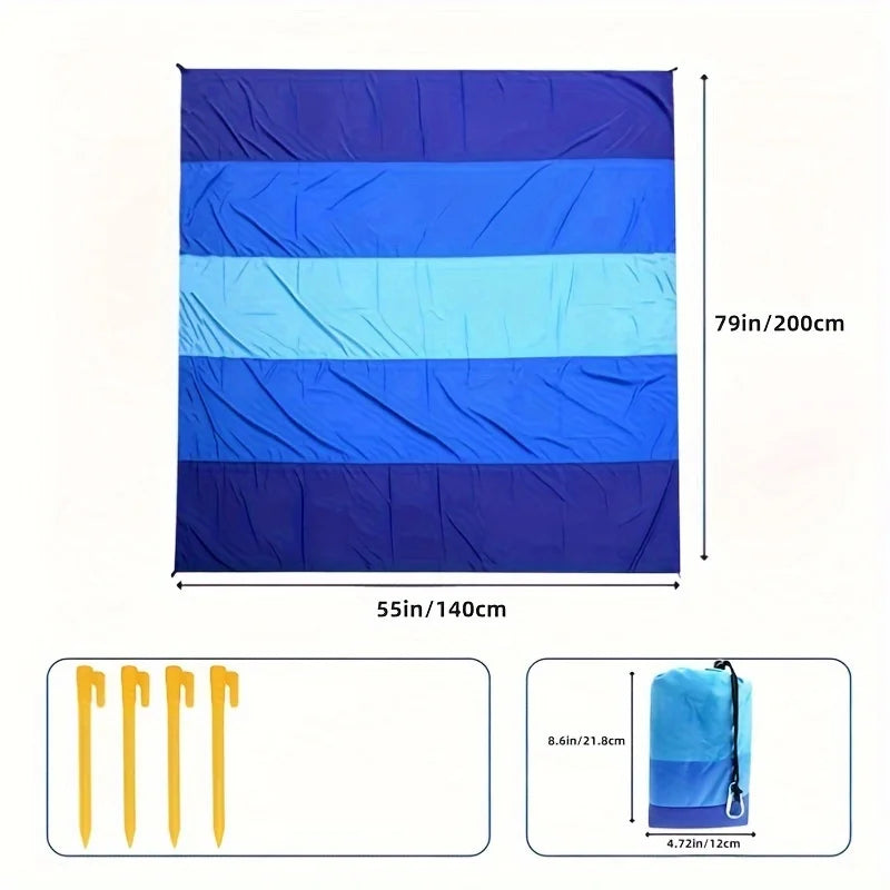 Quick-Dry Waterproof Beach Blanket - Sandproof - Perfect For Outdoor Picnics, Camping, Hiking & Travel - Includes Carry Bag