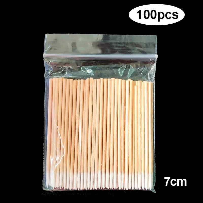 Wholesale 100/300/500Pcs Wooden Eyebrow Eyeline Cotton Swab Lip Gloss Pointy Swabs Cleaning Sticks Eyelash Extension Applicators