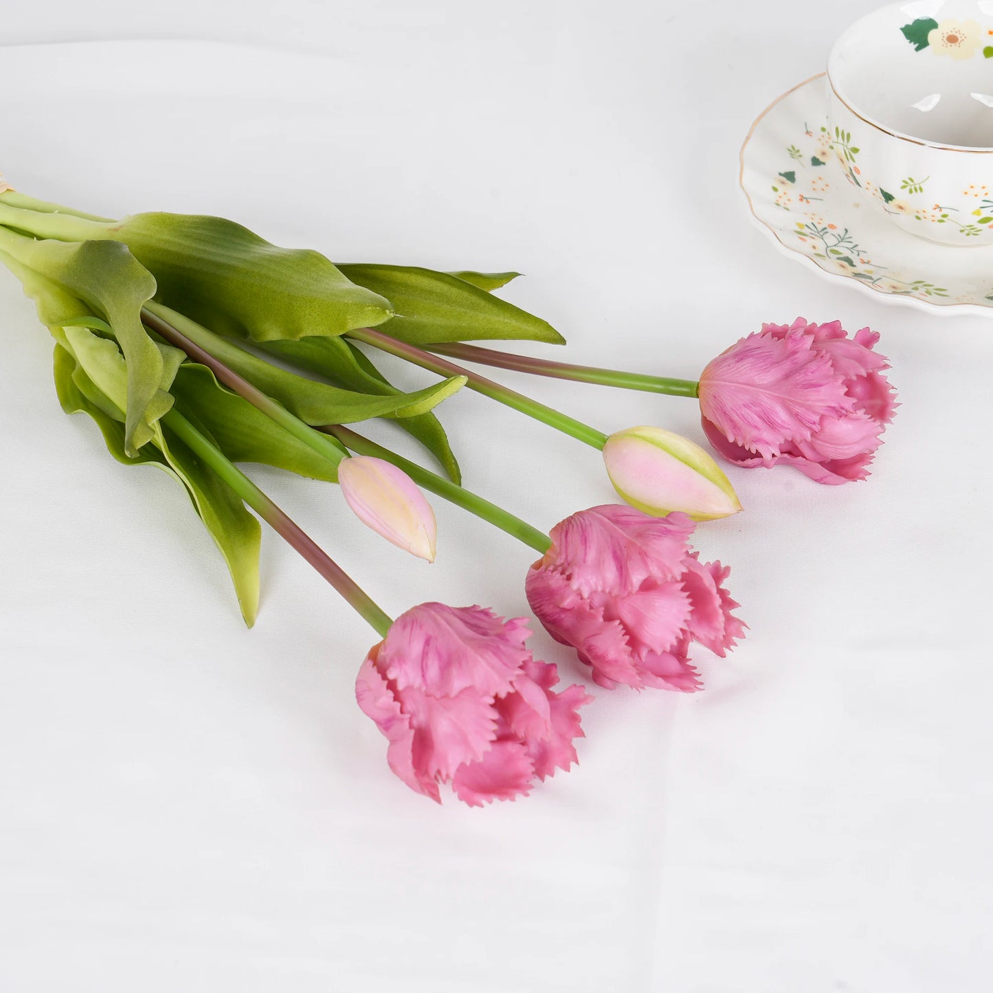 New Parrot Wave Tulip Silicone Artificial Flowers Soft and Comfortable Bouquet Home Room Living Room Desktop Floral Decoration