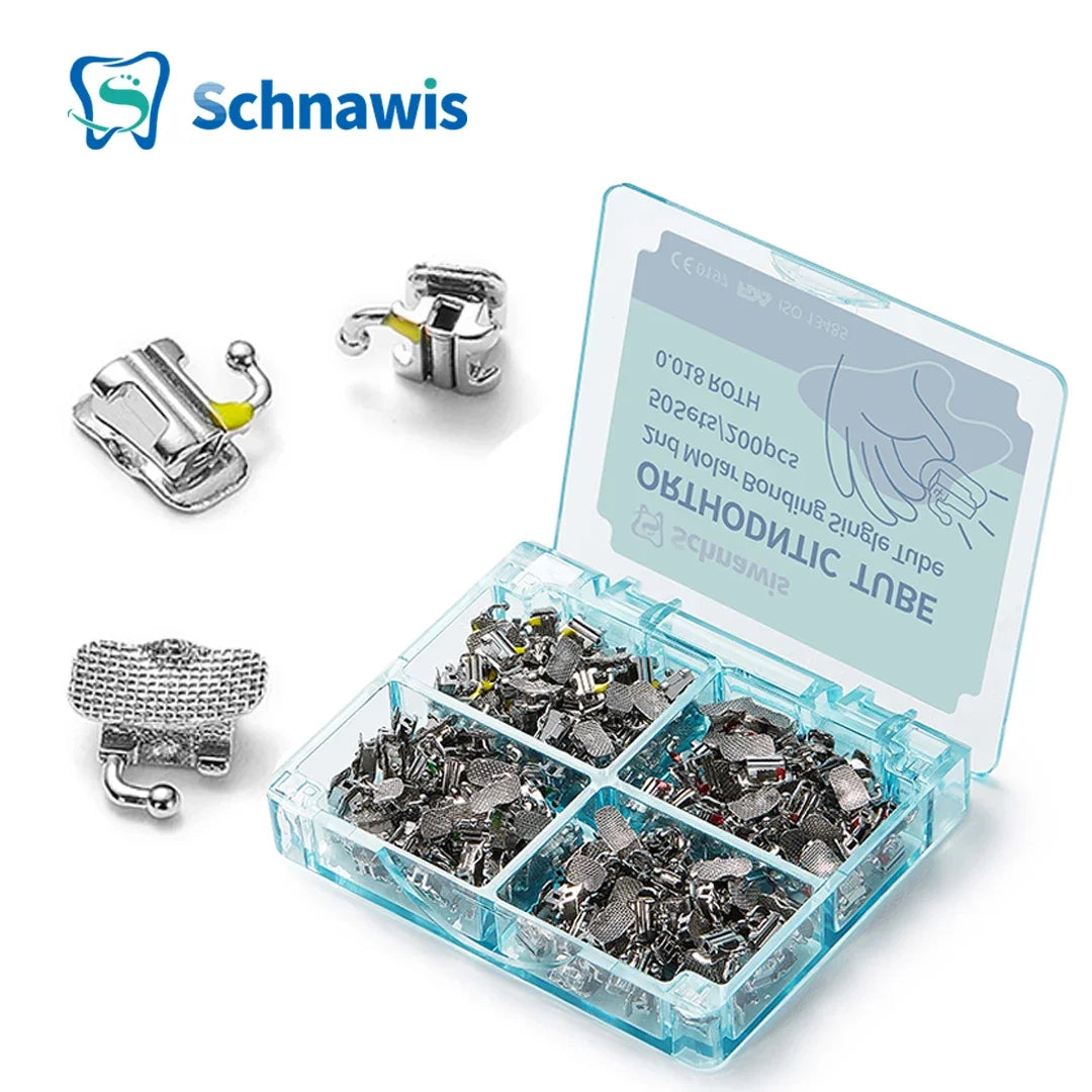 80Pcs/20Sets Dental Orthodontic Buccal Tube Bondable Convertible Single Tube 1st Molar Bondable 0.022 0.018 MBT Roth