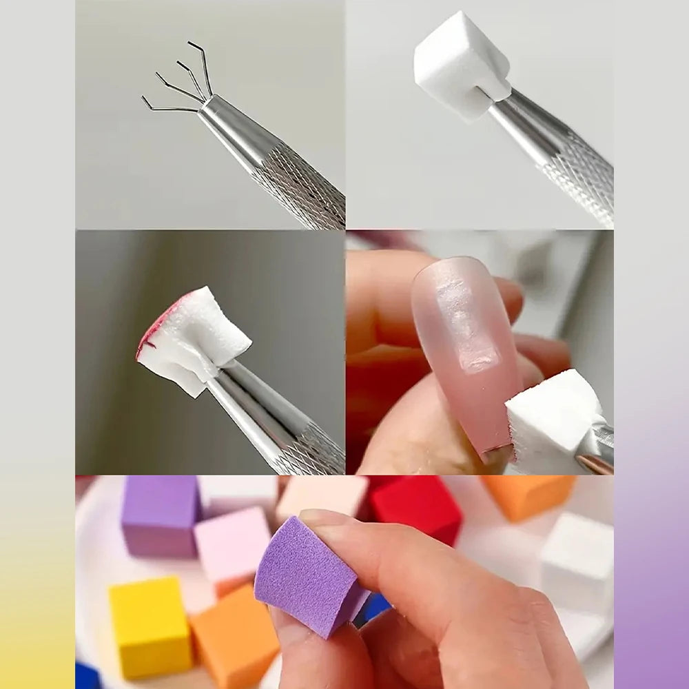 YIKOOLIN 50Pcs Soft Nail Sponges Nail Art Sponges With Grabbing Pen Nail Brush Manicure Nail Art Tools Professional Accessories