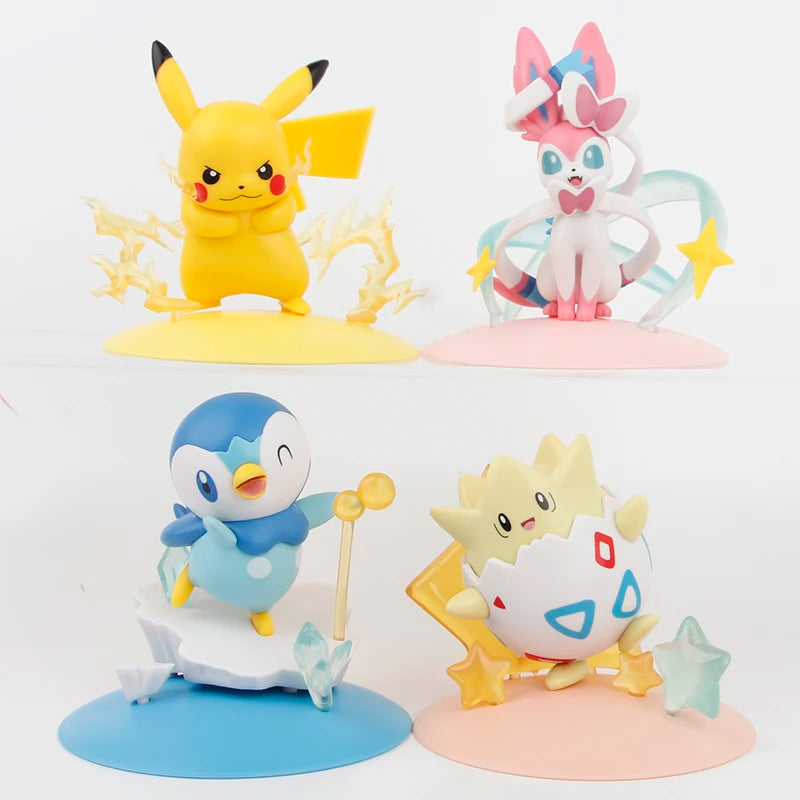 New 4pcs/set Pokemon Pikachu Sylveon Togepi Piplup Figure Toys