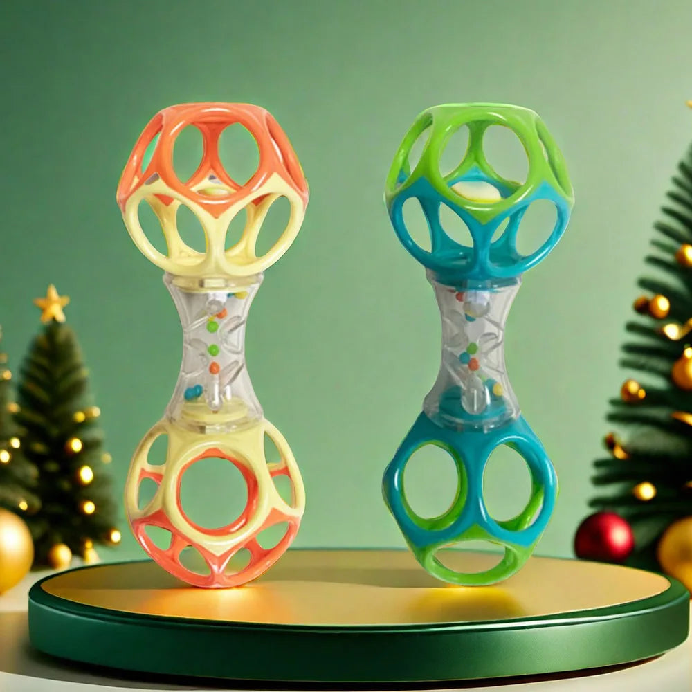 Baby Teether Rattle & Shake Barbell Toy, Ages 3 Months and Up(Random Color)