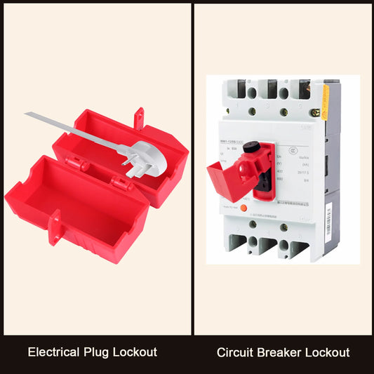 Red Electrical Lockout Tagout LOTO Kit with Pocket Bag Includes Safety Hasp Warning Tags Circuit Breaker Locks Nylon Ties