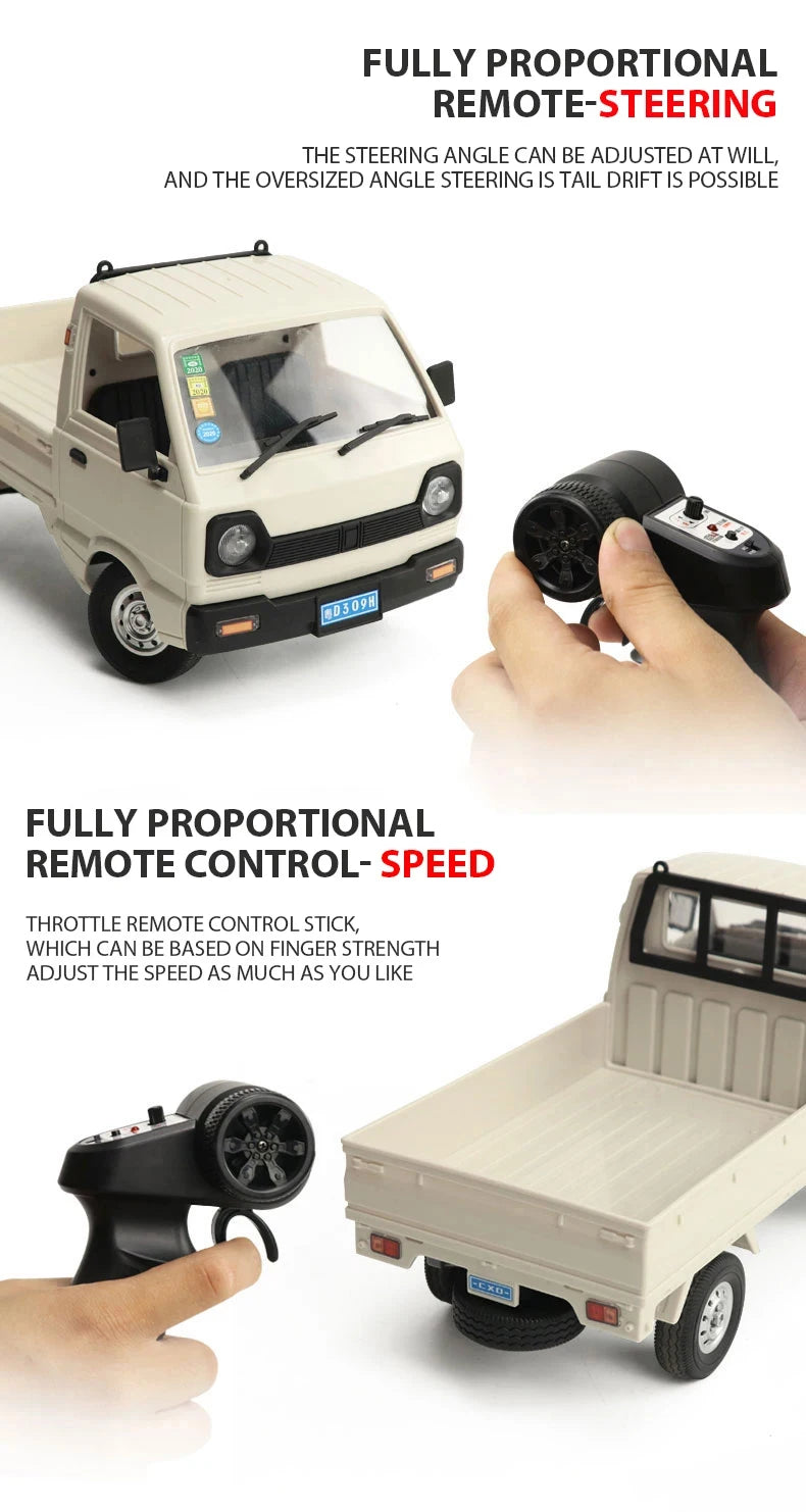 ZWN 1:12/1:16 Retro Rc Car With LED Lights Full-scale Simulation Vehicle Professional 4WD Remote Control Pickup Truck Model Toys