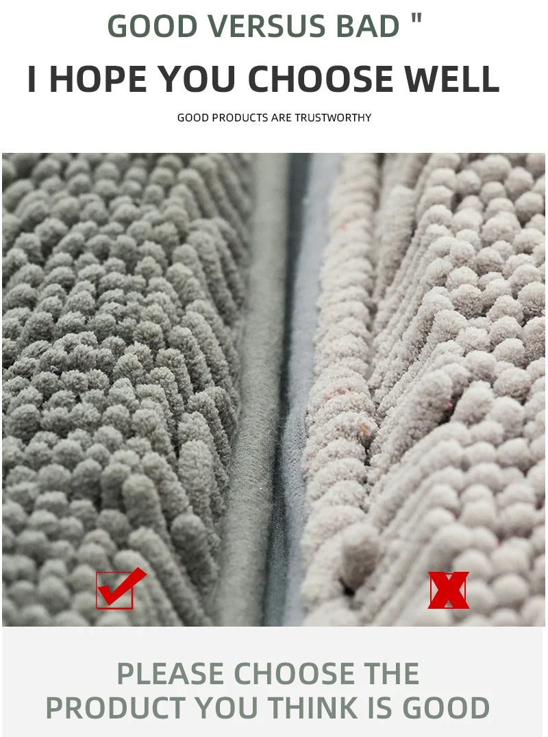 1pc 40*60cm Blue Soft and Absorbent Chenille Bath Rug - Non-Slip and Quick Dry Shower Carpet for Home Bathroom -Machine Washable