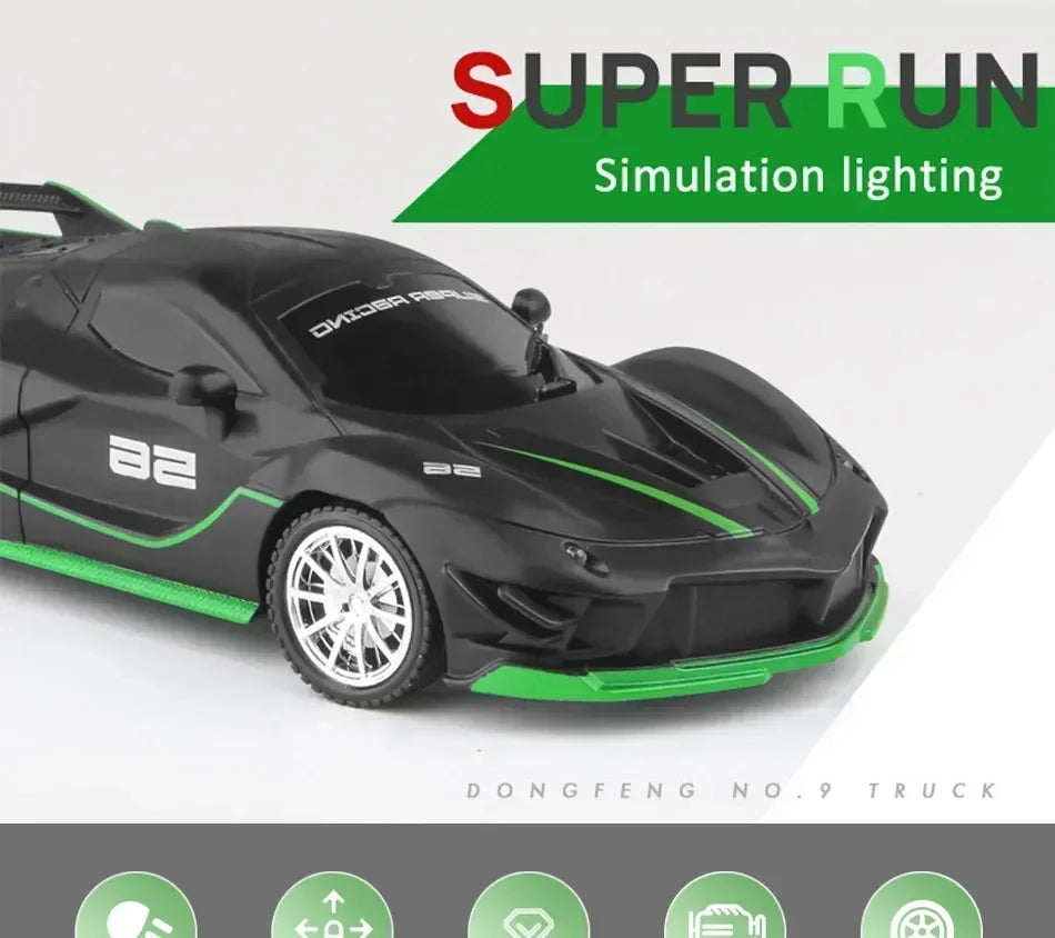 1/18 RC Car LED Light 2.4G Radio Remote Control Sports Cars For Children Racing High Speed Drive Vehicle Drift Boys Girls Toys