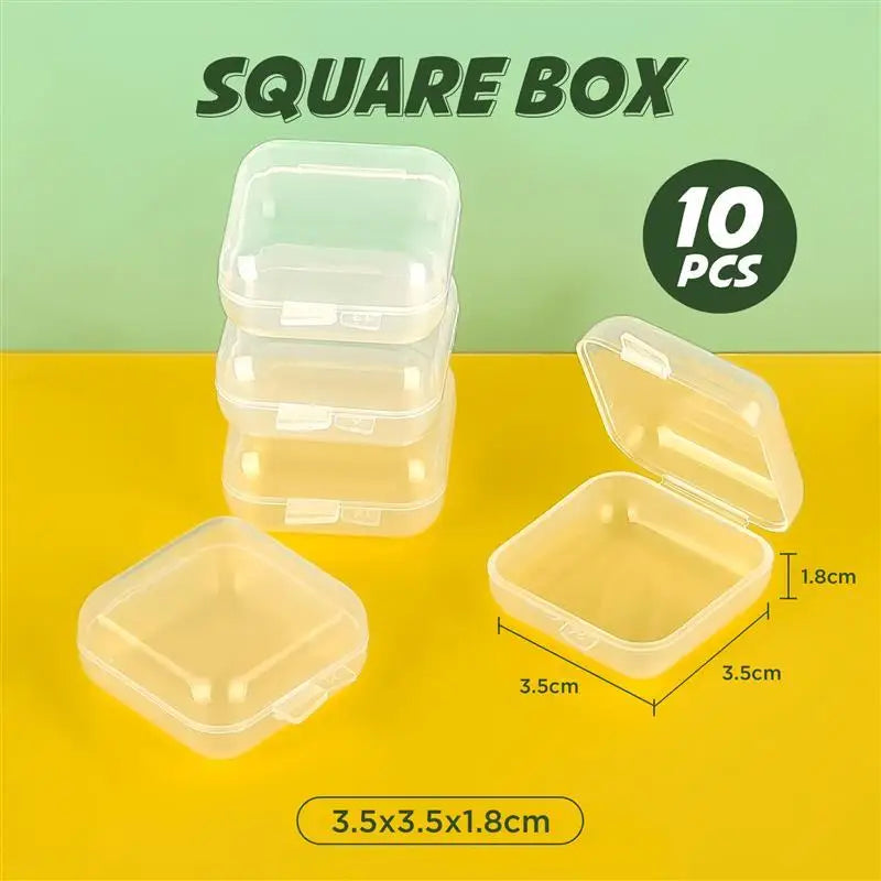 10Pcs PP Storage Box Mini Transparent Plastic Case Container Square Rectangle Packaging Box For Jewellry Beads Small Items