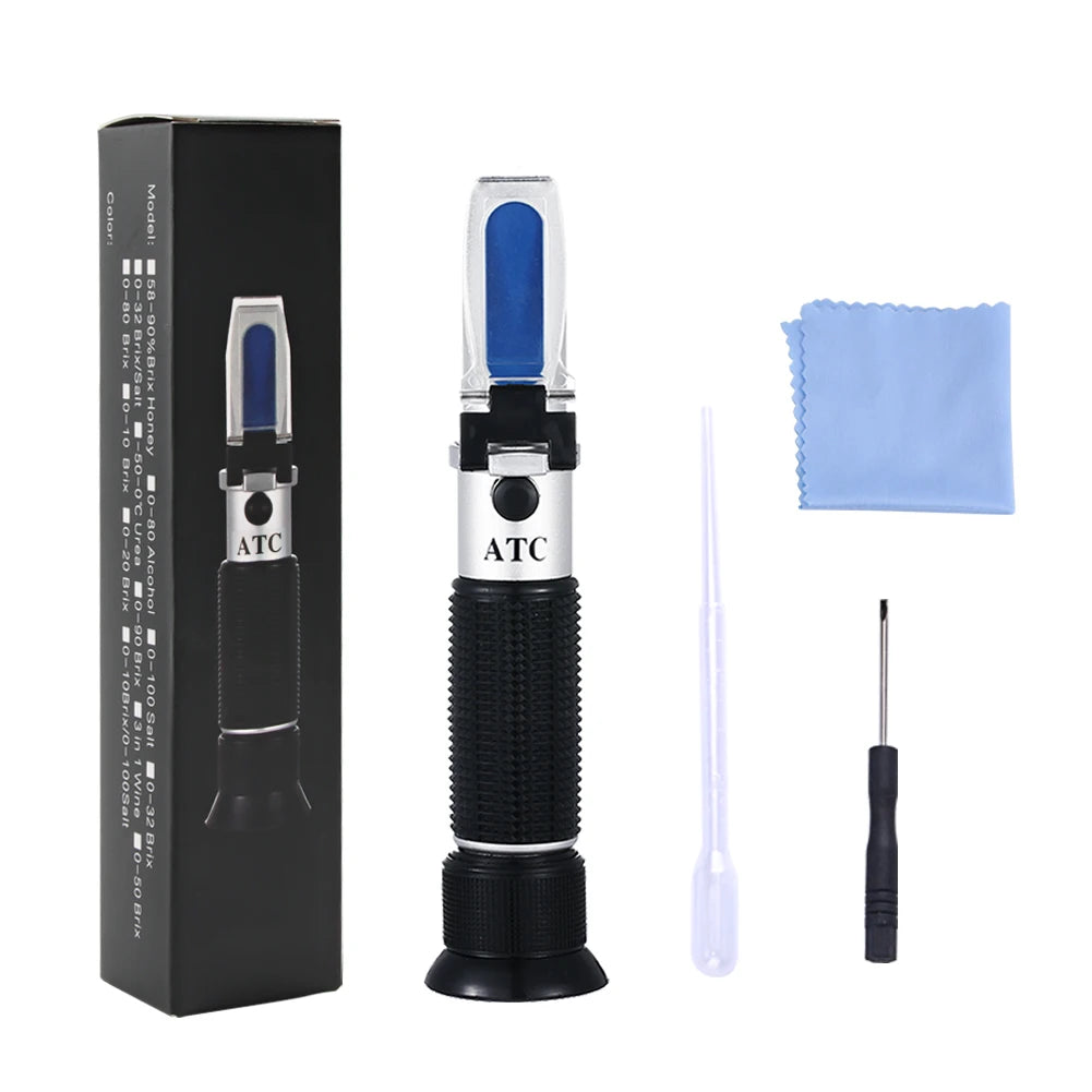 Yieryi 3 In 1 Handheld Alcohol Refractometer Sugar Wine Concentration Meter Densitometer 0-25% Alcohol Beer 0-40% Brix Grapes