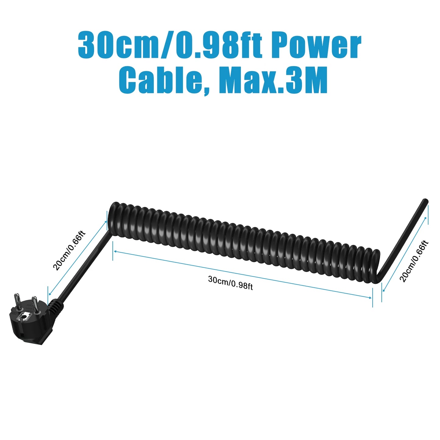 2/3/5 m Euro gauge Replaceable coil cable 250V 16A ground contact male plug end 6cm extension cord for electrical appliances