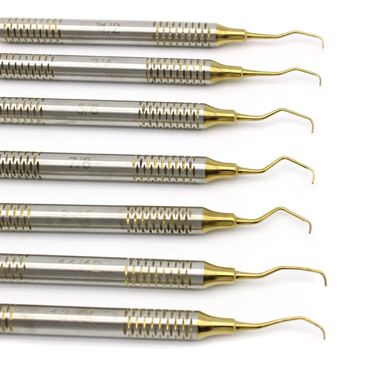 7Pcs/Set Dental Curettes Perio Scalers Gracey Curette Dental Teeth Scaler Oral Care Teeth Whitening Surgical Tool Set