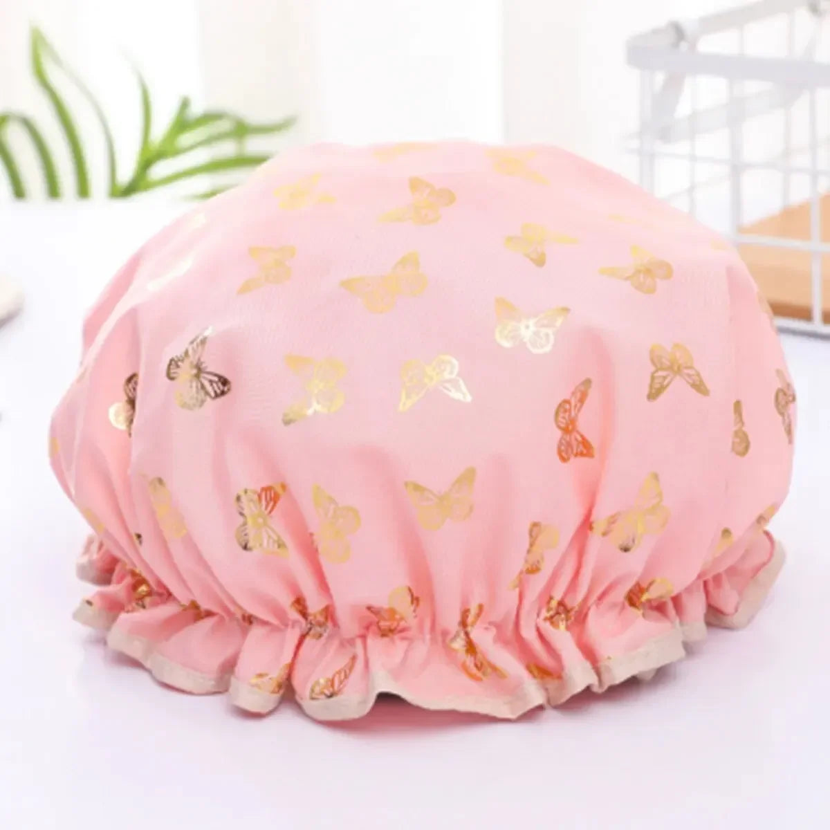Shower cap waterproof hair cap hot gold printed polyester cotton shower cap bath lady For Women Salon Shower Supplies Wholesale