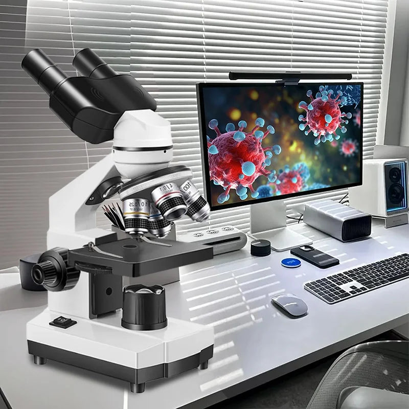 Adults Binocular Microscope 40X‑5000X HD Inspection Laboratory Optical Microscope Tool Set For Schools&Home&Scientific research