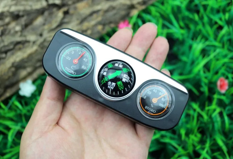 Outdoor Outing Car Guide Ball Self-driving Tour Compass with Thermometer Car Interior Decoration Accessories