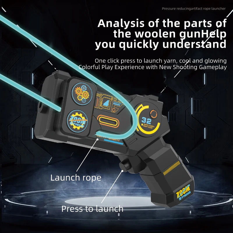 String Rope Glow in The Dark String Rope Launcher Luminous Portable Handheld String Stress Relief Toy For Kids Party Gift